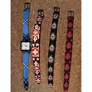 Vera Bradley Watch Set Womens OS Multicolor Good Interchangeable 4 Straps Square